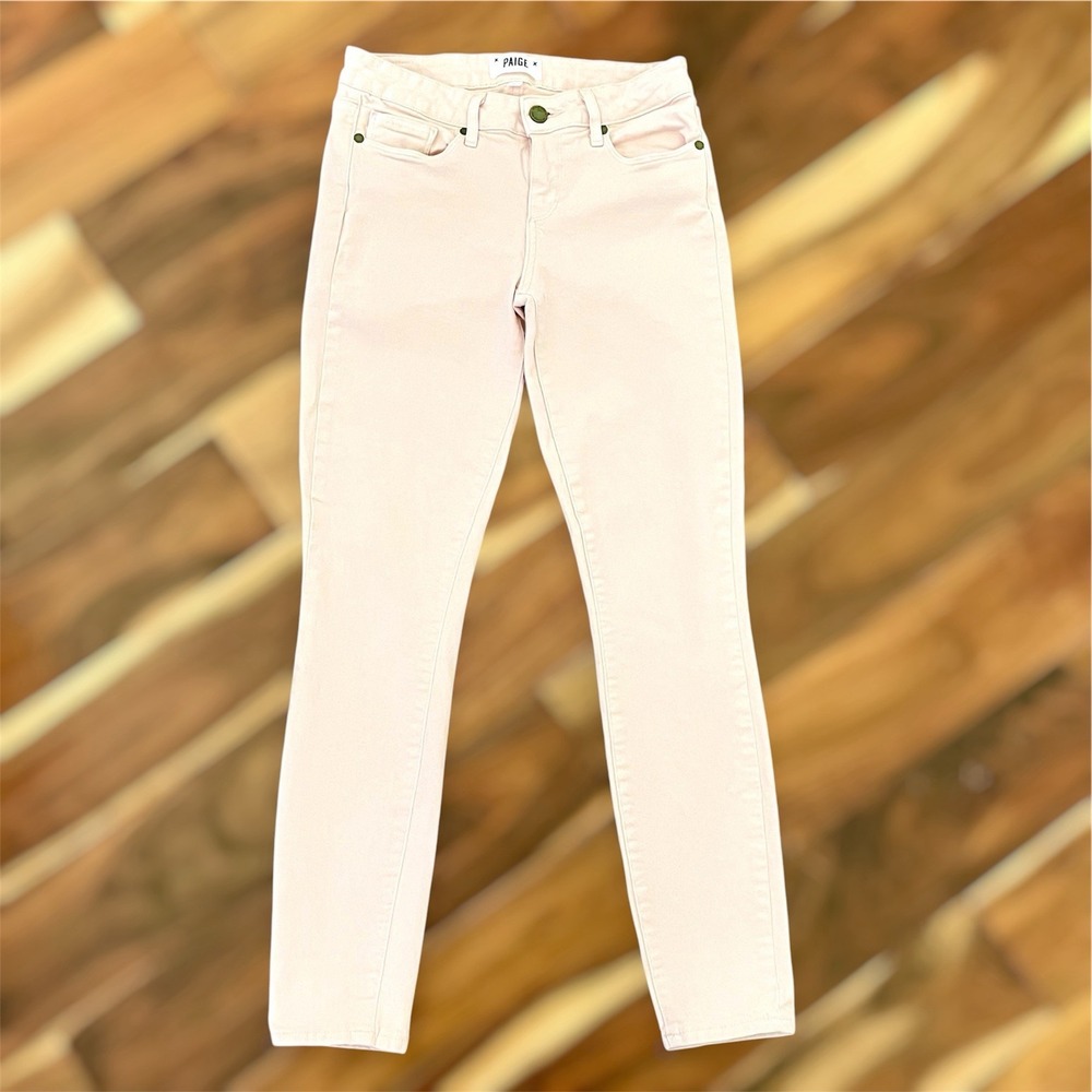PAIGE Size 26 Verdugo Ankle Skinny Jeans Mid Rise Stretch Powder Pink MSRP $199